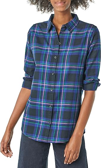 Amazon Essentials Womens Long-Sleeve Classic-fit Lightweight Plaid Flannel Shirt