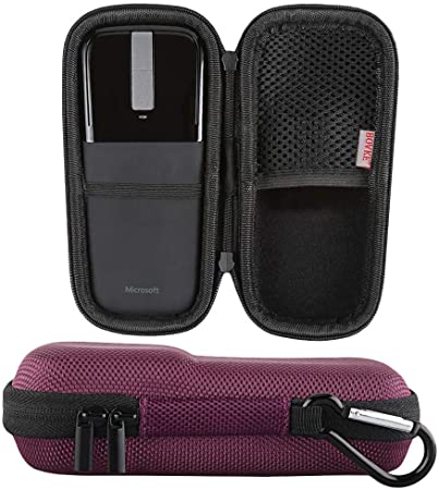 BOVKE Protective Carrying Case for Microsoft Arc Touch Mouse Hard EVA Shockproof Travel Storage Pouch Cover Bag, Burgundy