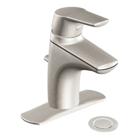 Moen 6810BN Method One-Handle Low-Arc Bathroom Faucet with Drain Assembly, Brushed Nickel