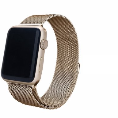Apple watch band ZOEKO milanese loop stainless steel brecelet smart watch strap with unique magnet lock,no buckle needed for apple watch band 42mm retro gold