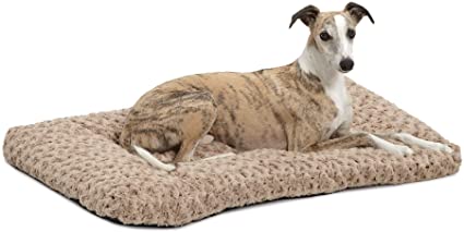 Plush Dog Bed | Ombré Swirl Dog Bed & Cat Bed | Mocha 35L x 23W x 2H - Inches for Med. / Large Dog Breeds