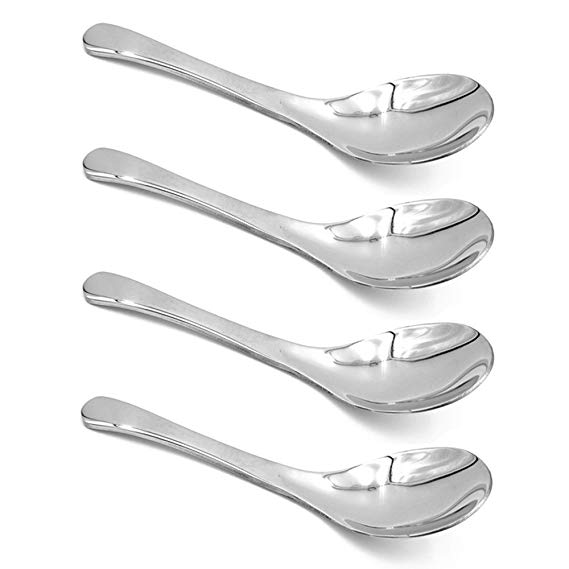 ERCENTURY Stainless Steel Spoon, Soup Spoon, Coffee Spoon, Desert Spoon, etc. Light Weight and Small Size Especially Suitable for Toddlers, Children, Espresso etc. (Set of 4)