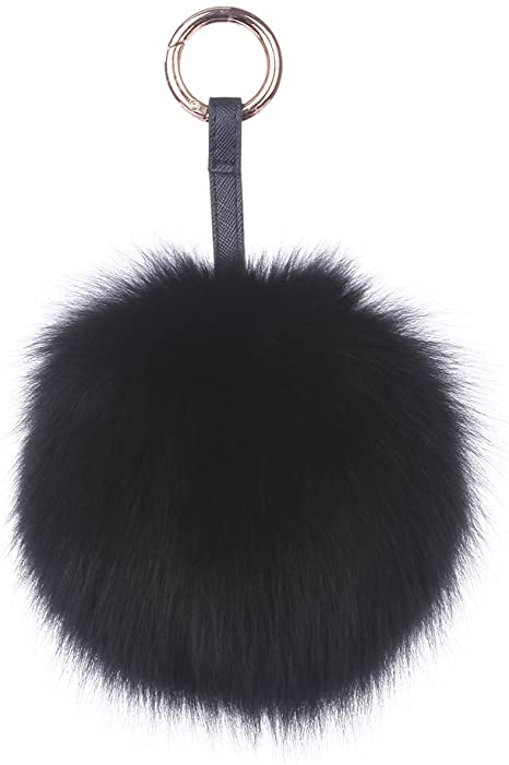 Ferand Genuine Fox Fur Pom Pom Keychain Womens Bag Charm Fluffy Fur Ball