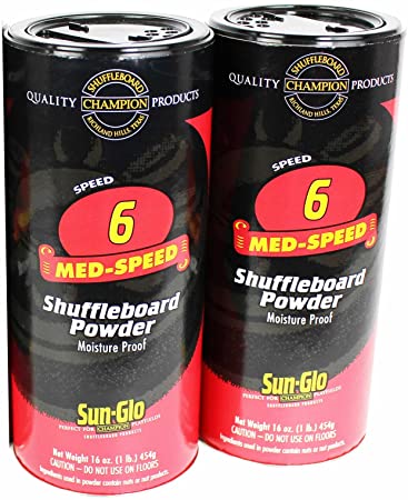 Sun-Glo Speed #6 Shuffleboard Table Powder Wax Bundled with a Sun-Glo Shuffleboard Sweep
