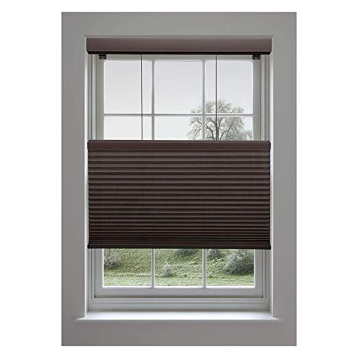 Linen Avenue Custom Cordless 58 W x 54 to 60 H Chocolate Top Down Bottom Up (TDBU) Light Filtering Cellular Shade