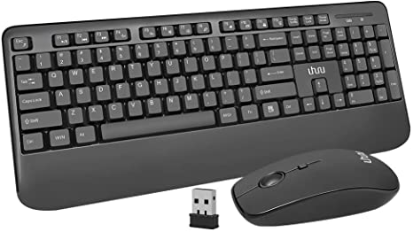 UHURU Wireless Keyboard and Mouse Combo, 2.4GHz Slim Full-Sized Silent Wireless Keyboard and Mouse Combo with USB Nano Receiver (Black)
