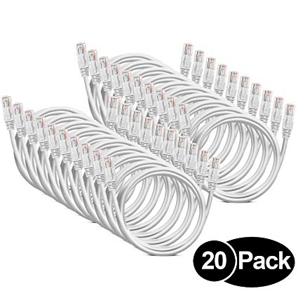 Aurum Cables 6 Feet Cat6 Snagless Network Ethernet Patch Cable - White - 20 Pack