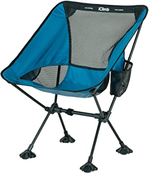 iClimb Ultralight Compact Camping Folding Beach Chair with Anti-Sinking Large Feet and Back Support Webbing