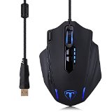 VicTsing High Precision 4000 DPI Wired USB Gaming Mouse for PC Support Surface 11 Programmable Buttons 5 User Profiles Macro Editing with CD Driver