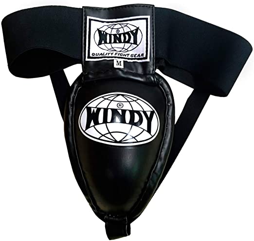 WINDY Cup Muay Thai Holder Stainless Groin Protector Steel MMA Ball Support Mens (Black, Large)