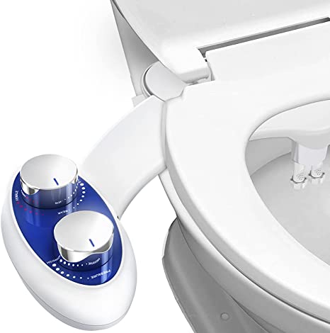 JUSTSTONE Bidet Toilet Seat Attachment, Self Cleaning Dual Nozzle Non-Electric Mechanical Fresh Water, Slim Toilet Bidet with Easy Water Pressure Adjustment for Bathroom and Toilet