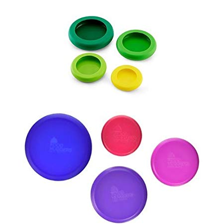 Farberware Food Huggers Reusable Silicone Food Savers, Set of 8, Berry and Green