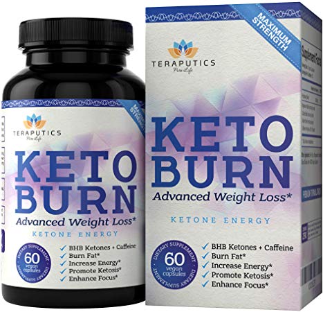 Teraputics Keto Diet Pills with BHB: 800 Mg Keto Burn Advanced Weight Loss Supplements for Men and Women - Vegan Ketosis Fat Burner Supplement to Slim Down, Boost Energy, Enhance Focus - 60 Capsules