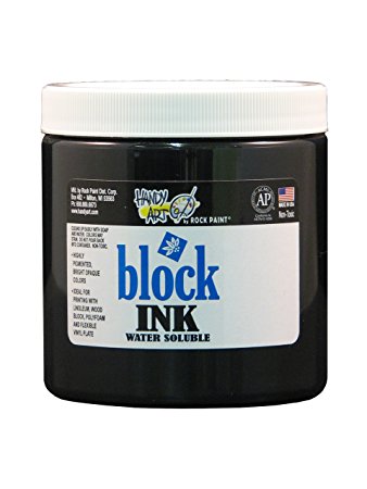 Handy Art 309-060 Water Soluble Block Printing Ink Jar, Black, 8-Ounce