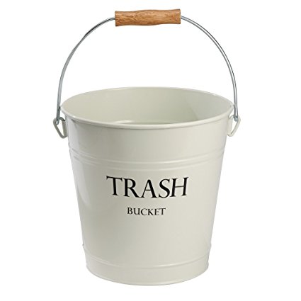 InterDesign Pail Wastebasket Trash Can - Metal, Ivory