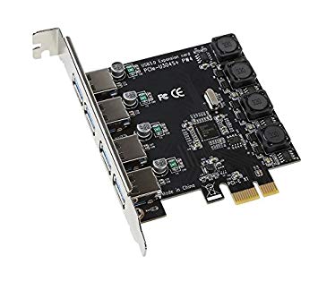 EkoBuy 4-Port PCI-E to USB 3.0 PCI Express Expansion Card PCIe Card Super Speed Up to 5Gbps, No extra Power Connector for Desktops Windows XP/Vista/7/8/10, Plug and Play on Windows 10/8