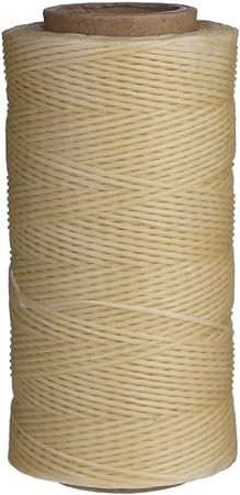 NHSUNRAY Wax Thread Waxed Craft Cord 260 Meter 1mm 150D for DIY Leather Hand Stitching (Beige)