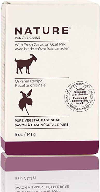 Nature by Canus Bar Soap, With Fresh Canadian Goat Milk, Vitamin A, B3, Potassium, Zinc, and Selenium White Goat's Milk, 5 Ounce (Pack of 1) (Model: 9924)