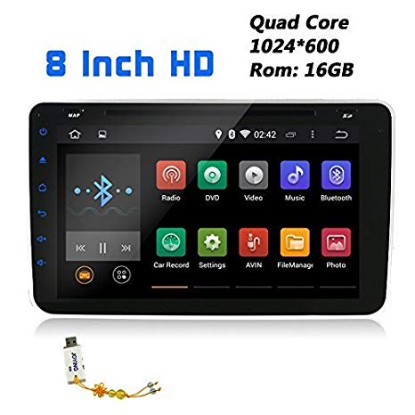 JOYING 8 Inch Quad Core 1024x600 Resolution Double 2 Din in Dash Android 4.4 Kitkat Car DVD Player GPS Navigation Stereo Head Unit Radio for Vw Volkswagen