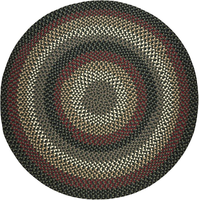 Super Area Rugs Santa Maria Braided Rug Indoor Outdoor Rug Washable Reversible Patio Deck Carpet, Verdant, 8' X 8' Round