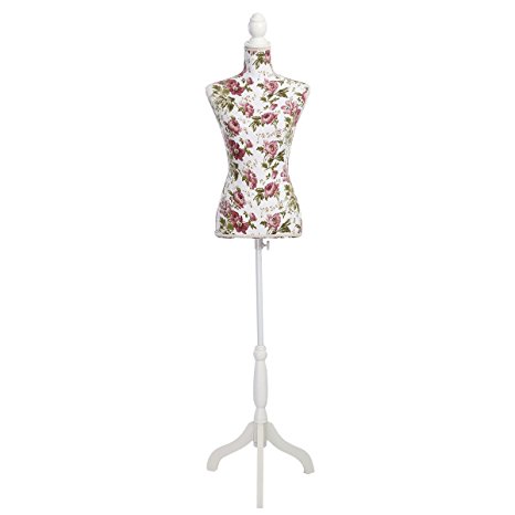 Giantex Female Mannequin Torso Dress Form Display W/ Black Tripod Stand (Rose)