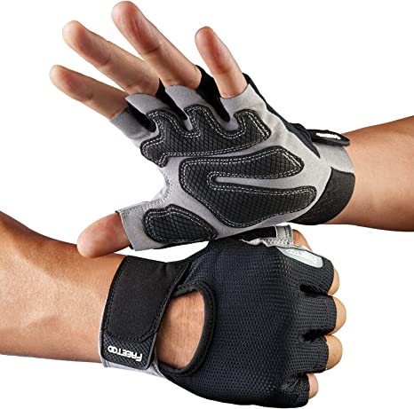 FREETOO Workout Gloves for Men Women 2022, [Full Palm Protection] [Ultra Ventilated] Weight Lifting Gloves with Cushion Pads and Silicone Grip Durable Gym Gloves for Exercise Fitness