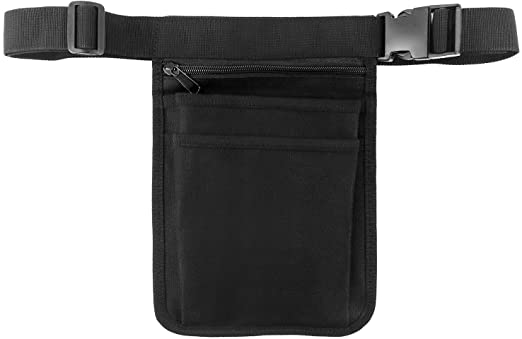 QWORK Medical Organizer Belt, Nurse Storage Bag Waist Bag Pouch for Medical Scissors Care Kit Tool, (Black, 10x7")