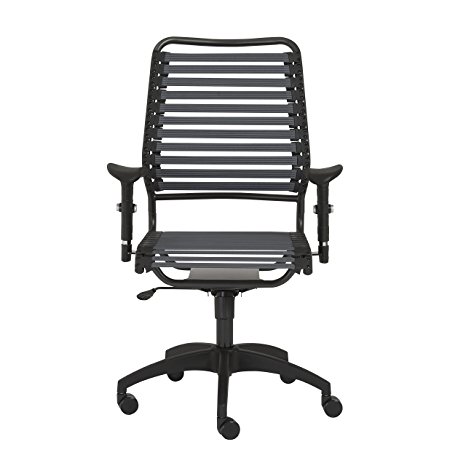 Euro Style Baba Flat Bungie High Back Adjustable Office Chair with Arms (Assembly Required), Dark Gray Bungies with Graphite Frame