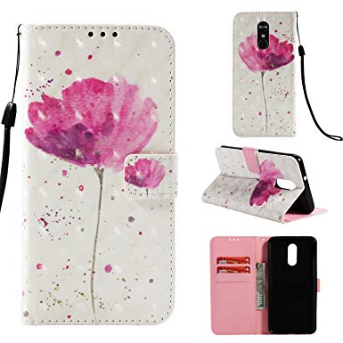 LG Stylo 4 Case, LG Q Stylus Case 3D Relief PU Leather Wallet Flip Cover with Credit Card Slot and Kickstand Magnetic Folio Case for LG Stylo 4/LG Q Stylus. (a flower)