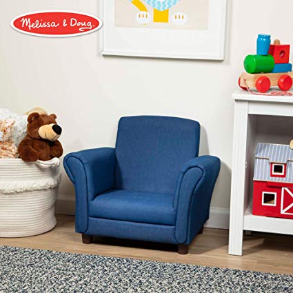 Melissa & Doug Child’s Armchair, Denim Children’s Furniture (Sturdy Construction, Multiple Colors, 18.3” H x 17.5” W x 23” L) (Renewed)