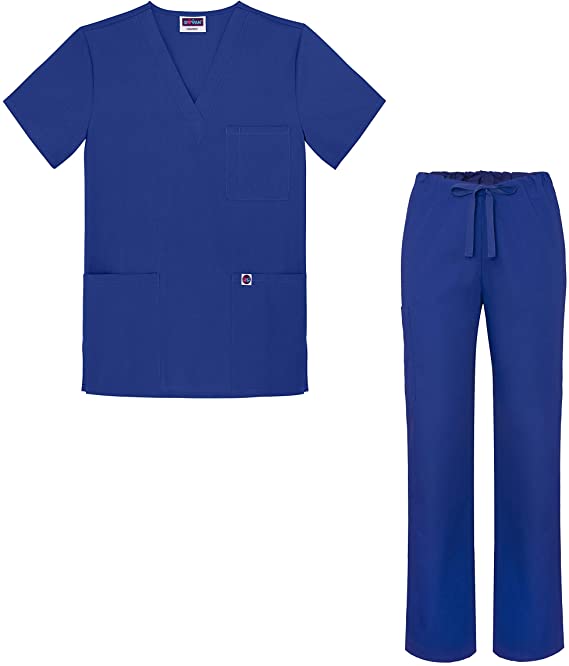 Sivvan Medical Uniform Scrub Set - V-Neck Scrub Top Drawstring Scrub Pants Unisex fit