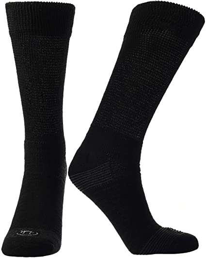 Doctor's Choice Men's Diabetic & Neuropathy Crew Socks, Non-Binding Cushion Crew Sock with Aloe, Antimicrobial, Ventilation, and Seamless Toe, 2-Pairs, Black, Mens X-Large: Shoe Size 13-15