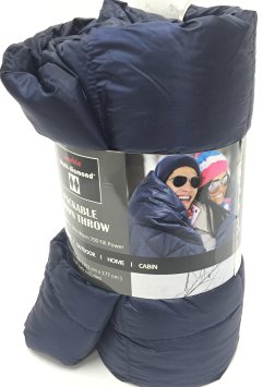 Double Black Diamond Packable Down Throw - Ultra Light 60 Inch X 70 Inch, Stuff Sack Included (Navy Blue)