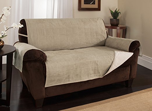 Furniture Fresh - New and Improved Anti-Slip Grip Furniture Protector with Stay Put Straps and Water Resistant Microsuede Fabric - (Sofa, Natural)