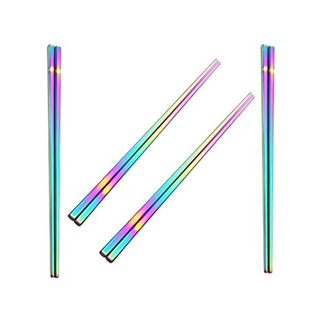 Rainbow Chopsticks,304 Stainless steel chopsticksl metal chopsticks polished muticolor reusable chopsticks