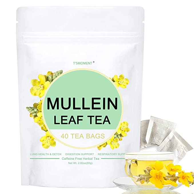 Mullein Leaf Tea Bags - Lungs Cleanse and Respiratory Support, 40 Tea Bags, Mullein Herbal Tea for Lung Detox, Caffeine Free