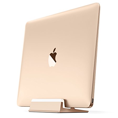 UPPERCASE KRADL Aluminum Vertical Stand for MacBook 12", Gold/White