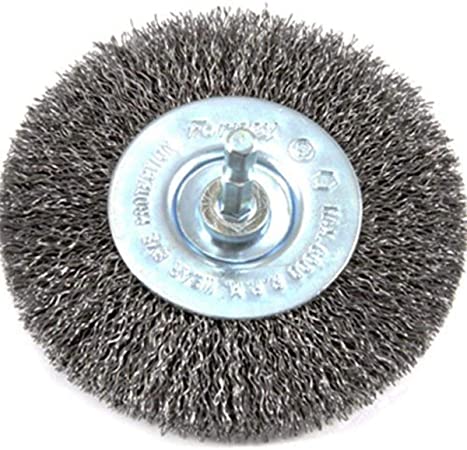 Forney 72739 Wire Wheel Brush, Coarse Crimped with 1/4-Inch Hex Shank, 4-Inch by .012-Inch