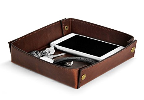 PU Leather Key Jewelry Catchall Valet Tray Box Bedside Storage Organizer for Change, Coin, Key, Phone