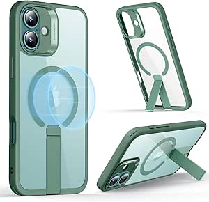 ESR for iPhone 16 Plus Case with Stand, Compatible with MagSafe, Magnetic Kickstand Case for iPhone 16 Plus, Military-Grade Protection Shockproof Case, Boost Series, Clear Green