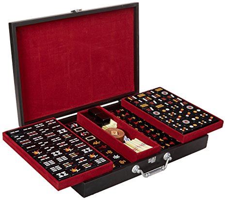 Chinese Mahjong (Mahjongg, Mah Jongg, Mah-Jongg, Majiang) Travel Game Set with Jet Black Tiles, “Jet Set”, Small