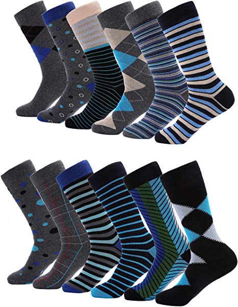 Mio Marino Mens Dress Socks - Moisture Control - Everyday Crew Socks - 12 Pack