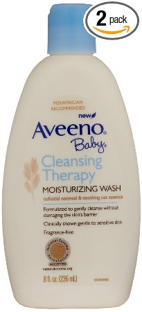 Aveeno Baby Cleansing Therapy Moisturizing Wash, 8 Ounce (Pack of 2)