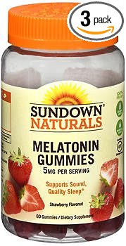 Sundown Naturals Melatonin 5 mg Dietary Supplement Gummies Strawberry Flavor - 60 ct, Pack of 3