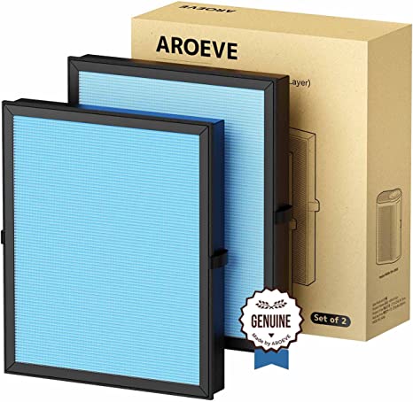 AROEVE Air Filter H13 Ture HEPA Filter Suitable for MK04 for Dust, Pet Dander, Smoke, Pollen for Bedroom and Office for MK04, 2 Pack