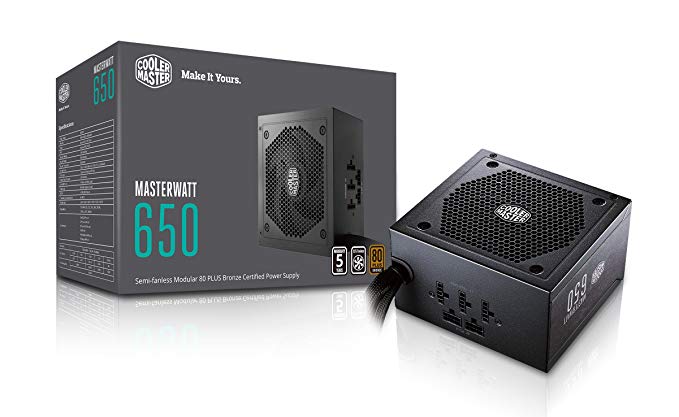 Cooler Master MasterWatt 650 UK PSU 'Semi-Fanless Modular, 80 Plus Bronze, 650W' MPX-6501-AMAAB-UK