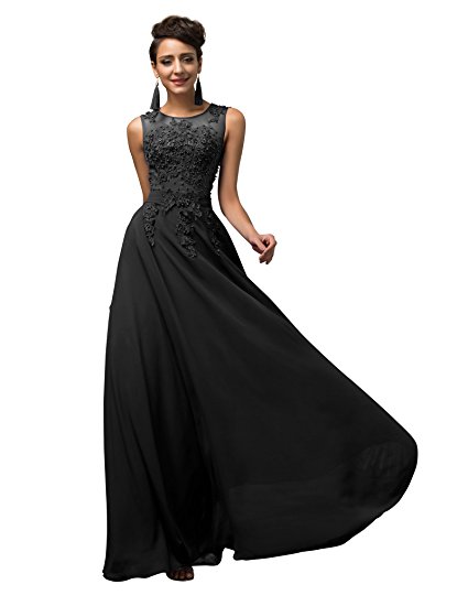 GRACE KARIN®Women Prom Bridesmaid Long Evening Dress Appliques V-back Plus Size