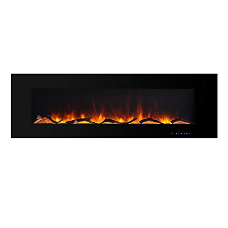 Valuxhome 750W/1500W, Wall Mounted Flat Panel Smokeless Electric Fireplace with Remote Control, 60", Black