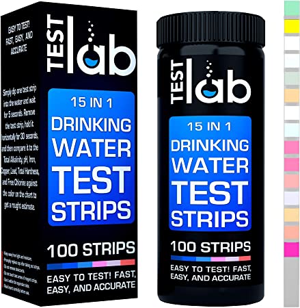 15 in 1 Drinking Water Test Kit Strips - Water Quality Test - Well Water and Tap Water - Low Level ranges for Lead, Fluoride, Iron, Copper & Mercury