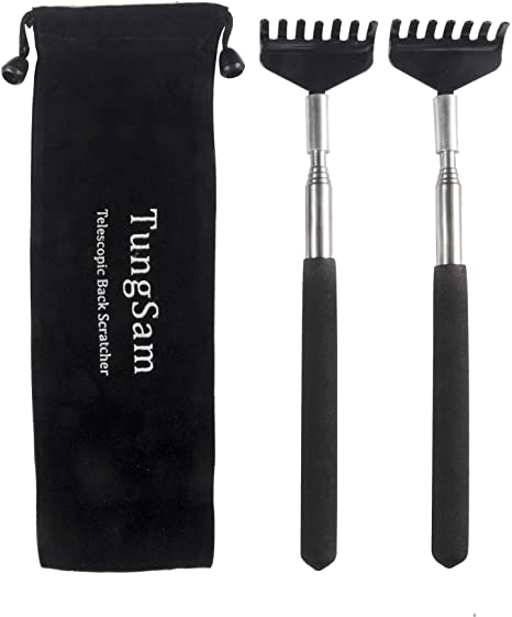 TungSam Extendable Back Scratcher. Manual Massage Tool with Carry Bag.(Pack of 2)